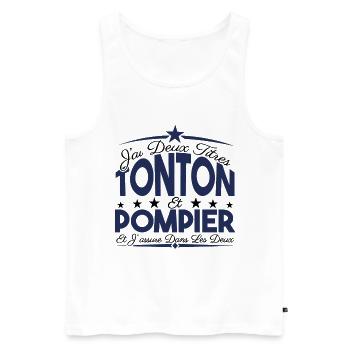 J'ai deux titres tonton et pompier. Cadeau tonton. - Débardeur bio Premium Homme - blanc - Devant - Michal (187cm)