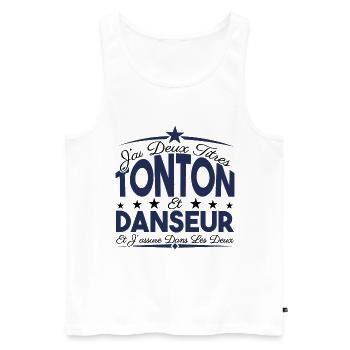 J'ai deux titres tonton et Danseur. Cadeau tonton. - Débardeur bio Premium Homme - blanc - Devant - Michal (187cm)