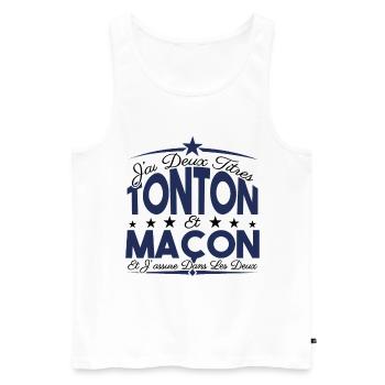 J'ai deux titres tonton et Maçon. Cadeau tonton. - Débardeur bio Premium Homme - blanc - Devant - Michal (187cm)