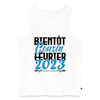Annonce grossesse bientôt Cousin Février 2023. - Débardeur bio Premium Homme - blanc - Devant - Michal (187cm)