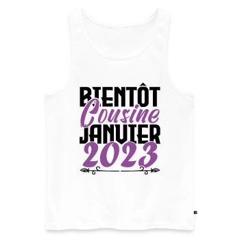 Annonce grossesse. bientôt Cousine Janvier 2023. - Débardeur bio Premium Homme - blanc - Devant - Michal (187cm)