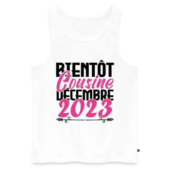 Annonce grossesse. bientôt Cousine Décembre 2023. - Débardeur bio Premium Homme - blanc - Devant - Michal (187cm)