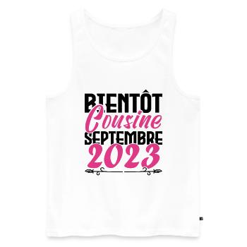 Annonce grossesse. bientôt Cousine Septembre 2023. - Débardeur bio Premium Homme - blanc - Devant - Michal (187cm)