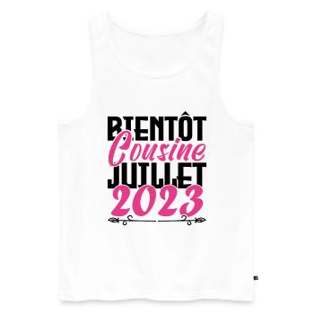 Annonce grossesse. bientôt Cousine Juillet 2023. - Débardeur bio Premium Homme - blanc - Devant - Michal (187cm)