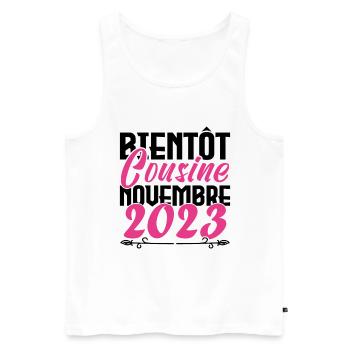 Annonce grossesse. bientôt Cousine Novembre 2023. - Débardeur bio Premium Homme - blanc - Devant - Michal (187cm)