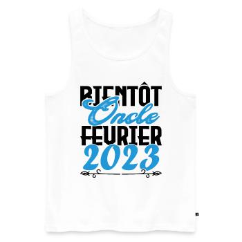 Annonce grossesse. bientôt Oncle Février 2023. - Débardeur bio Premium Homme - blanc - Devant - Michal (187cm)