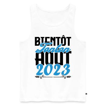 Cadeau Annonce grossesse bientôt Tonton Aout 2023. - Débardeur bio Premium Homme - blanc - Devant - Michal (187cm)