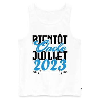 Annonce grossesse. bientôt Oncle Juillet 2023. - Débardeur bio Premium Homme - blanc - Devant - Michal (187cm)