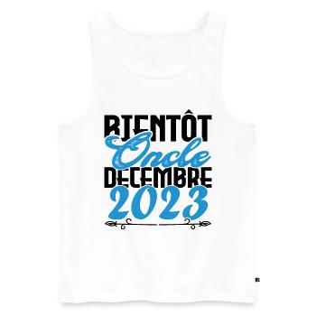 Annonce grossesse. bientôt Oncle Décembre 2023. - Débardeur bio Premium Homme - blanc - Devant - Michal (187cm)