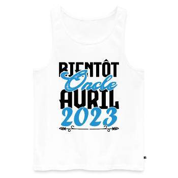 Annonce grossesse. bientôt Oncle Avril 2023. - Débardeur bio Premium Homme - blanc - Devant - Michal (187cm)
