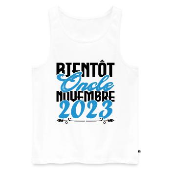 Annonce grossesse. bientôt Oncle Novembre 2023. - Débardeur bio Premium Homme - blanc - Devant - Michal (187cm)