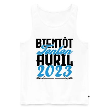 Cadeau Annonce grossesse bientôt Tonton Avril 2023 - Débardeur bio Premium Homme - blanc - Devant - Michal (187cm)