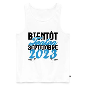 Annonce grossesse. bientôt Tonton Septembre 2023. - Débardeur bio Premium Homme - blanc - Devant - Michal (187cm)