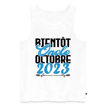 Annonce grossesse. bientôt Oncle Octobre 2023. - Débardeur bio Premium Homme - blanc - Devant - Michal (187cm)