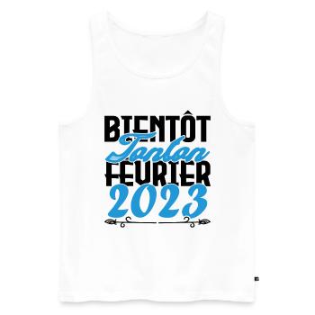 Annonce grossesse bientôt Tonton Février 2023 - Débardeur bio Premium Homme - blanc - Devant - Michal (187cm)