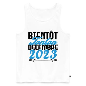 Annonce grossesse. bientôt Tonton Décembre 2023. - Débardeur bio Premium Homme - blanc - Devant - Michal (187cm)
