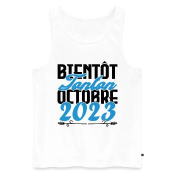 Annonce grossesse. bientôt Tonton Octobre 2023. - Débardeur bio Premium Homme - blanc - Devant - Michal (187cm)