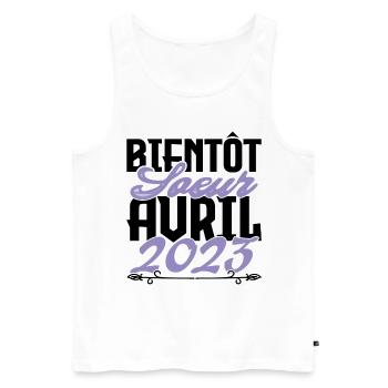 Annonce grossesse. bientôt Sœur Avril 2023.soeur - Débardeur bio Premium Homme - blanc - Devant - Michal (187cm)