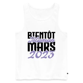 Annonce grossesse. bientôt Maman Mars 2023.maman - Débardeur bio Premium Homme - blanc - Devant - Michal (187cm)