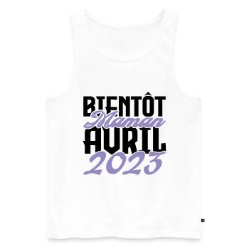 Annonce grossesse. bientôt Maman Avril 2023.maman - Débardeur bio Premium Homme - blanc - Devant - Michal (187cm)