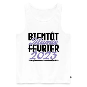 Annonce grossesse. bientôt Mamie Février 2023. - Débardeur bio Premium Homme - blanc - Devant - Michal (187cm)