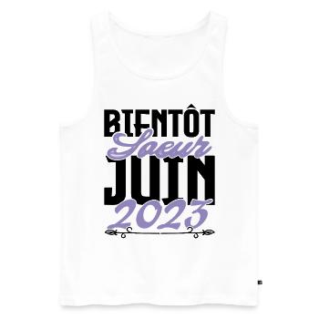 Annonce grossesse. bientôt Sœur Juin 2023.soeur - Débardeur bio Premium Homme - blanc - Devant - Michal (187cm)
