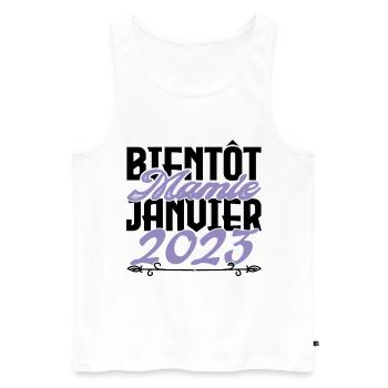 Annonce grossesse. bientôt Mamie Janvier 2023. - Débardeur bio Premium Homme - blanc - Devant - Michal (187cm)
