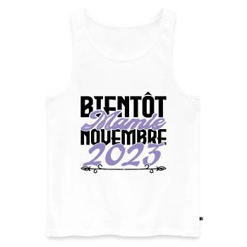 Annonce grossesse. bientôt Mamie Novembre 2023. - Débardeur bio Premium Homme - blanc - Devant - Michal (187cm)