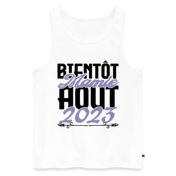 Annonce grossesse. bientôt Mamie Aout 2023. août. - Débardeur bio Premium Homme - blanc - Devant - AI Model Male 178 light (178cm)