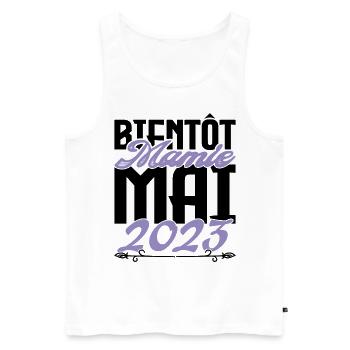Annonce grossesse. bientôt Mamie Mai 2023. - Débardeur bio Premium Homme - blanc - Devant - Michal (187cm)