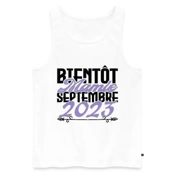 Annonce grossesse. bientôt Mamie Septembre 2023. - Débardeur bio Premium Homme - blanc - Devant - Michal (187cm)