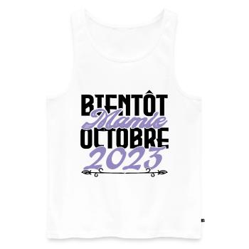 Annonce grossesse. bientôt Mamie Octobre 2023. - Débardeur bio Premium Homme - blanc - Devant - Michal (187cm)