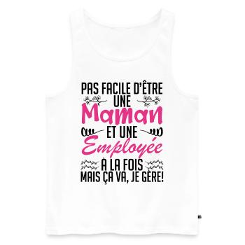 pas facile d'être une maman et une Employée - Débardeur bio Premium Homme - blanc - Devant - Michal (187cm)