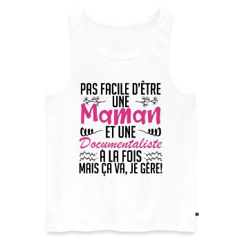 pas facile d'être une maman et une Documentaliste - Débardeur bio Premium Homme - blanc - Devant - Michal (187cm)