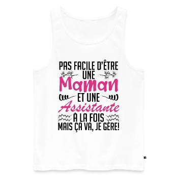 pas facile d'être une maman et une Assistante. - Débardeur bio Premium Homme - blanc - Devant - Michal (187cm)