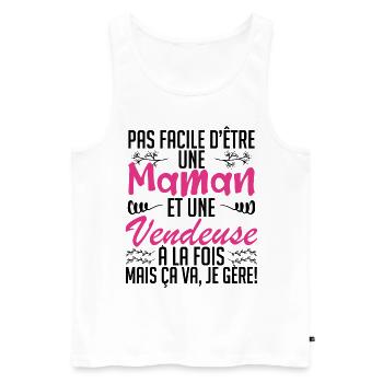 pas facile d'être une maman et une Vendeuse. - Débardeur bio Premium Homme - blanc - Devant - Michal (187cm)