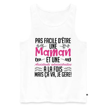 d'être une maman et une Assistante administrative. - Débardeur bio Premium Homme - blanc - Devant - Michal (187cm)