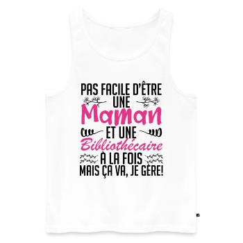 pas facile d'être une maman et une Bibliothécaire. - Débardeur bio Premium Homme - blanc - Devant - Michal (187cm)
