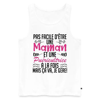 pas facile d'être une maman et une Puéricultrice. - Débardeur bio Premium Homme - blanc - Devant - Michal (187cm)