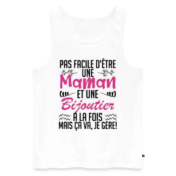 pas facile d'être une maman et une Bijoutier. - Débardeur bio Premium Homme - blanc - Devant - Michal (187cm)