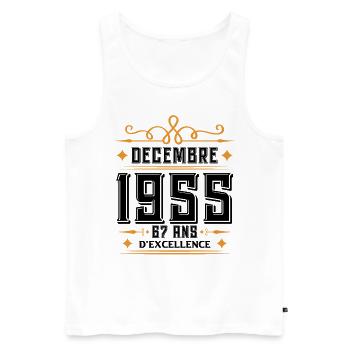 né en DÉCEMBRE 1955, 67 ans, cadeau d'anniversaire - Débardeur bio Premium Homme - blanc - Devant - Michal (187cm)
