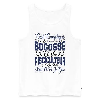 c'est compliqué être un Bogosse et un Pisciculteur - Débardeur bio Premium Homme - blanc - Devant - Michal (187cm)