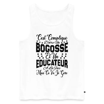 c'est compliqué d'être un Bogosse et un Educateur. - Débardeur bio Premium Homme - blanc - Devant - Michal (187cm)