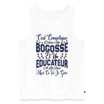 c'est compliqué d'être un Bogosse et un Educateur. - Débardeur bio Premium Homme - blanc - Devant - Michal (187cm)
