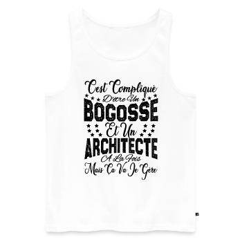 c'est compliqué d'être un Bogosse et un Architecte - Débardeur bio Premium Homme - blanc - Devant - AI Model Male 178 light (178cm)