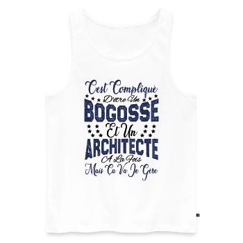 c'est compliqué d'être un Bogosse et un Architecte - Débardeur bio Premium Homme - blanc - Devant - AI Model Male 178 light (178cm)