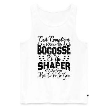 c'est compliqué d'être un Bogosse et un Shaper. - Débardeur bio Premium Homme - blanc - Devant - Michal (187cm)
