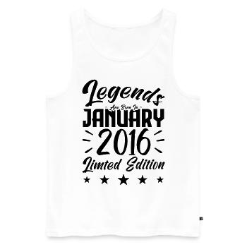 Naissance En Janvier 2016. Cadeau d'anniversaire. - Débardeur bio Premium Homme - blanc - Devant - Michal (187cm)