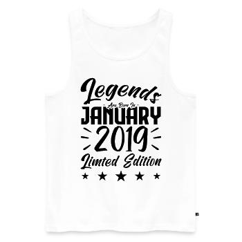 Naissance En Janvier 2019. Cadeau d'anniversaire. - Débardeur bio Premium Homme - blanc - Devant - Michal (187cm)