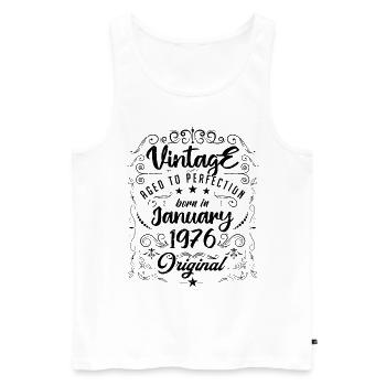 Vintage Né(e) en Janvier 1976 anniversaire janvier - Débardeur bio Premium Homme - blanc - Devant - Michal (187cm)
